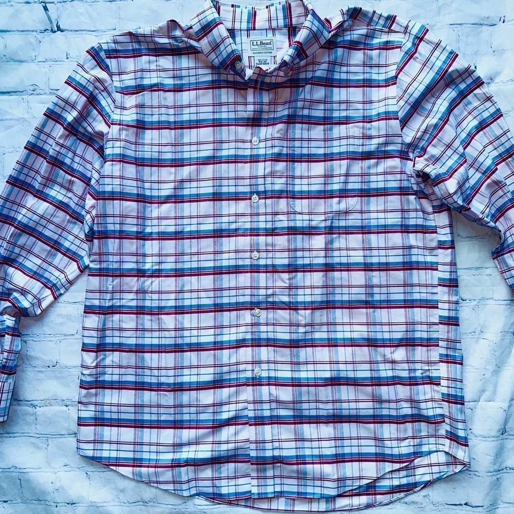 NWOT Men’s 16 1/2-34 LL Bean Plaid Button Down Dress Shirt